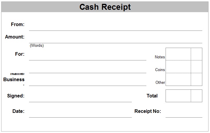 Cash Receipt Template for Excel