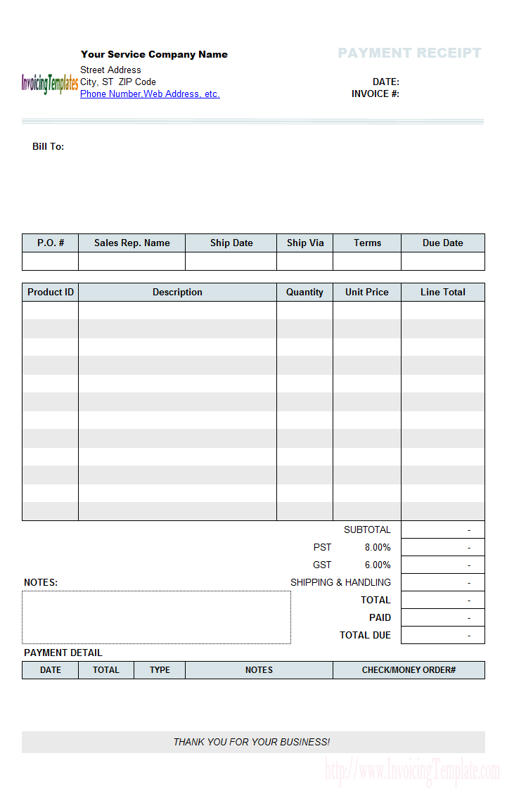 Hotel Receipt Template