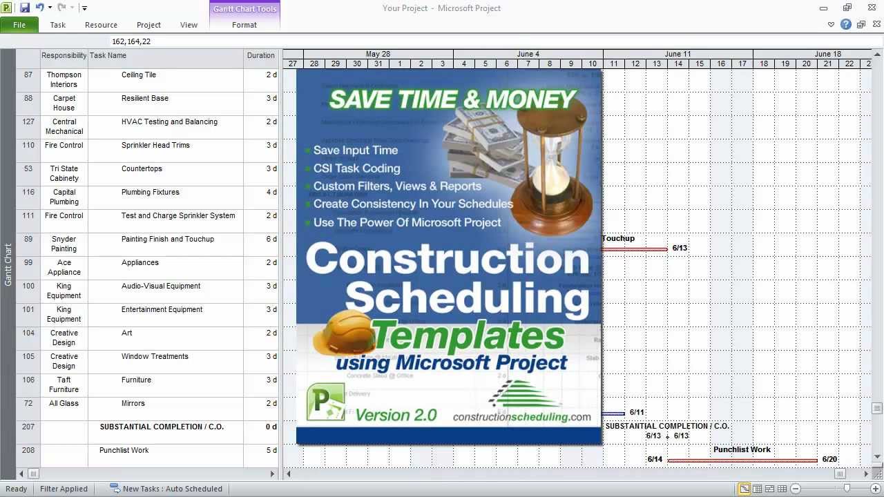 Construction Scheduling Templates using Microsoft Project YouTube Construction Scheduling Templates using Microsoft Project YouTube