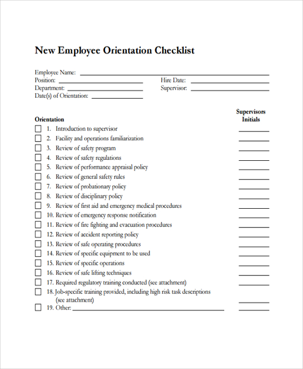 Sample New Employee Checklist 13+ Free Documents Download in PDF Sample New Employee Checklist 13+ Free Documents Download in PDF