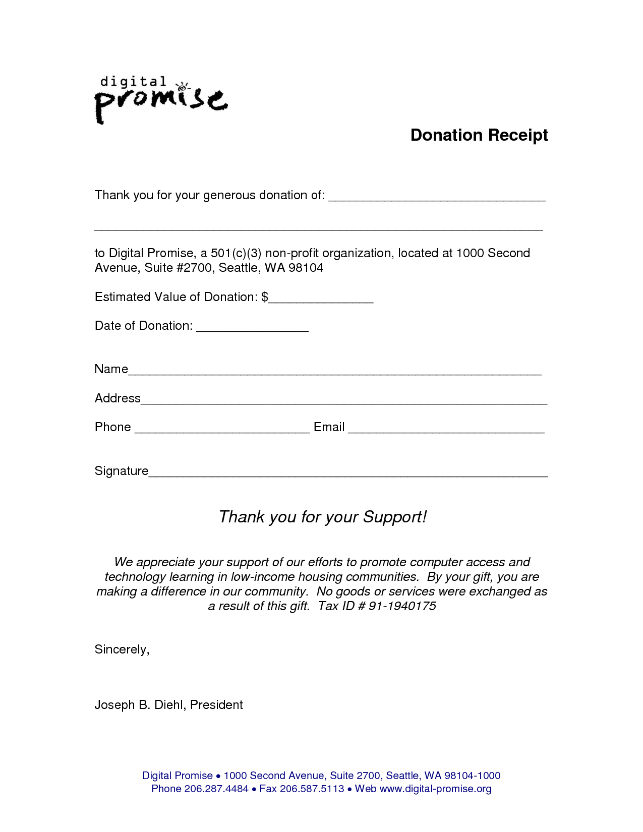 Non Profit Donation Receipt Template ~ Excel Templates