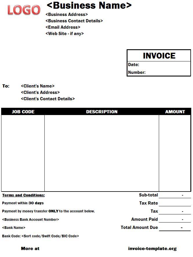 Non Profit Business Plan Invoice Template : Invoice Templates