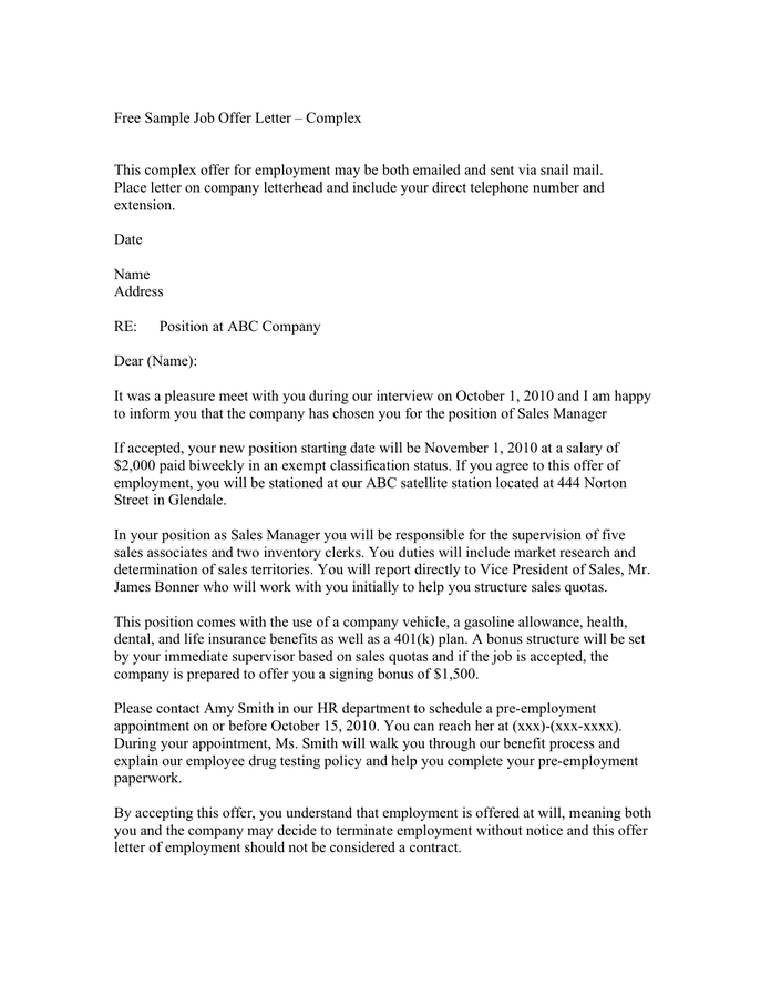 7+ Service Offer Letter Template 7+ Free Word, PDF Format 