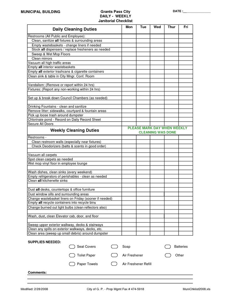 FREE Download: Office Cleaning Checklist gives you a nice 