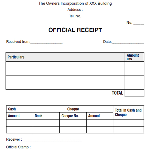 12+ Receipt Templates – Free Printable Word, Excel, PDF Format 