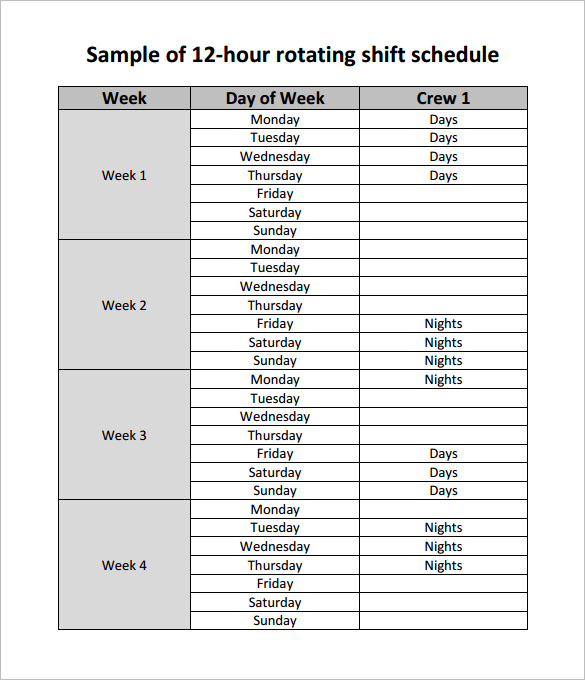 Rotating/Rotation Shift Schedule Templates – 15+ Free Word, Excel Rotating/Rotation Shift Schedule Templates – 15+ Free Word, Excel
