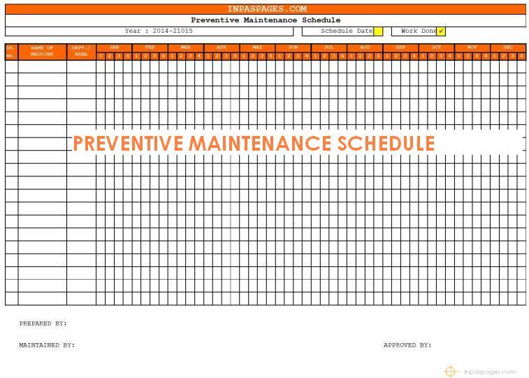 Preventive Maintenance Schedule Template 35+ Free Word, Excel 