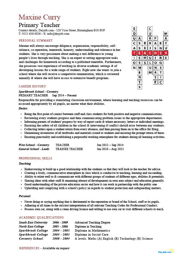 Teaching CV template, job description, teachers at school, CV Teaching CV template, job description, teachers at school, CV