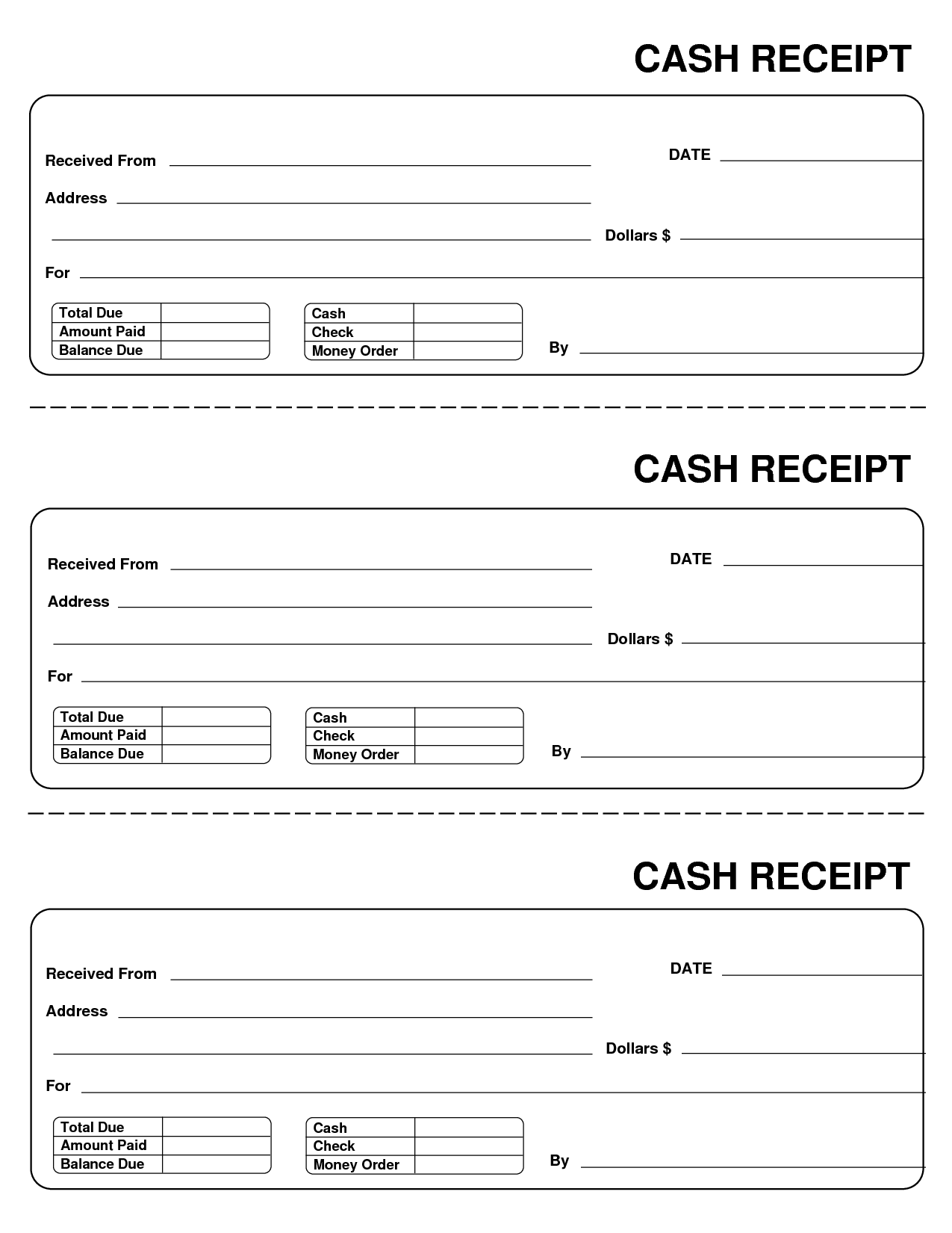 Printable Cash Receipt Template , Cash Receipt Template to Use and 