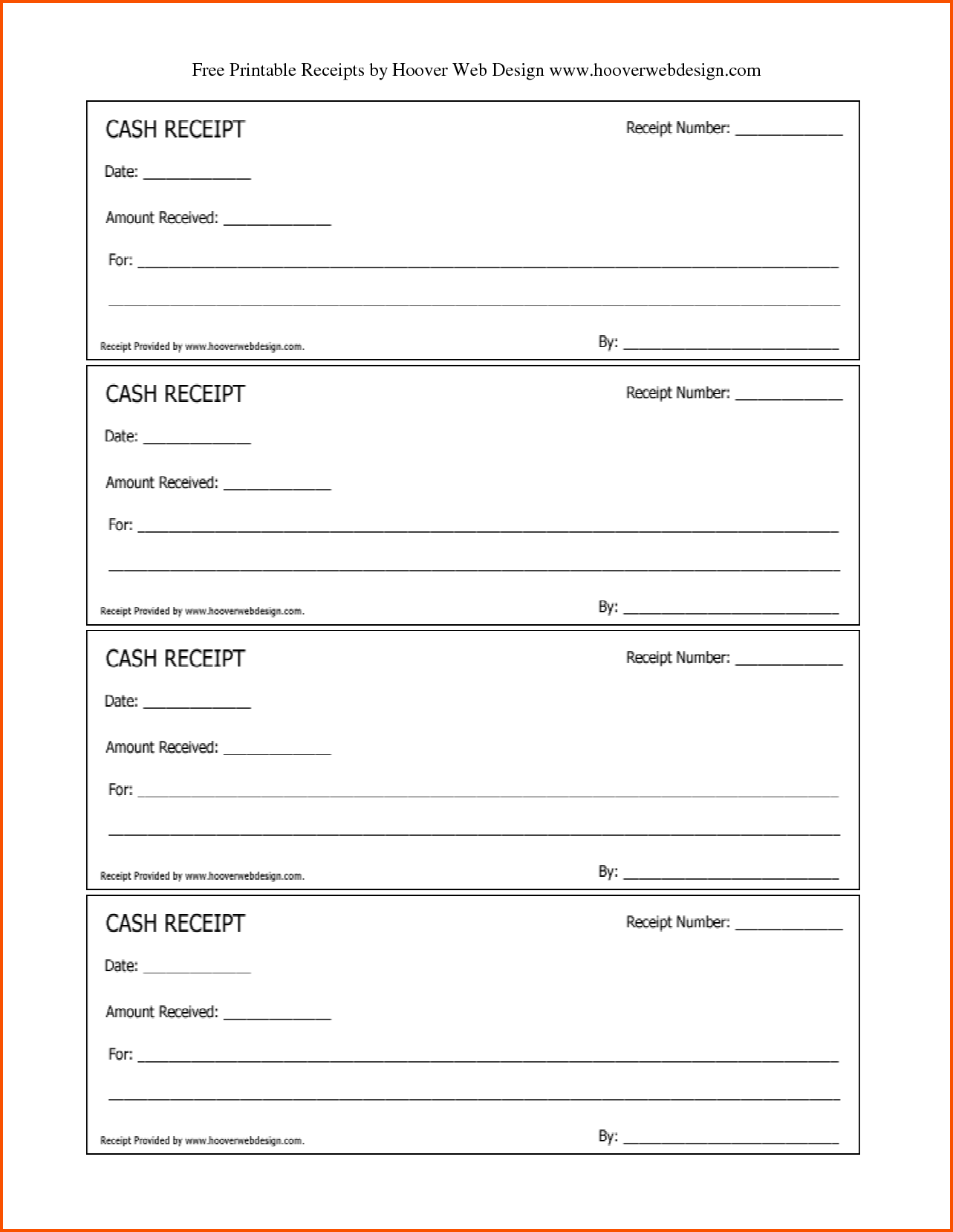 Rent Receipt Book (Three Receipts per Page) Microsoft Word 