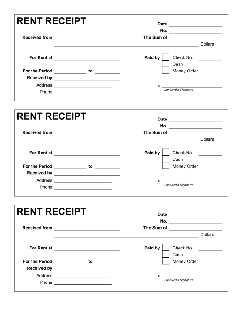 Free Rent Receipt Template PDF | Word | eForms – Free Fillable Forms