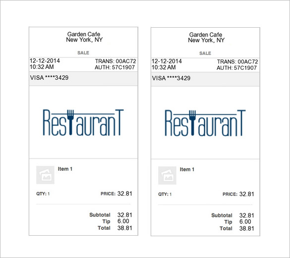 Restaurant Receipt Template 10+ Free Word, Excel, PDF Format 