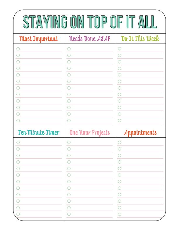 Free Printable Templates For Time Management