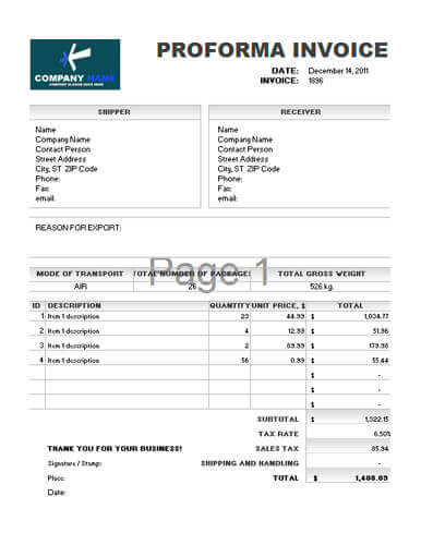Free Pro Forma Invoice Template | Excel | PDF | Word (.doc) Free Pro Forma Invoice Template | Excel | PDF | Word (.doc)