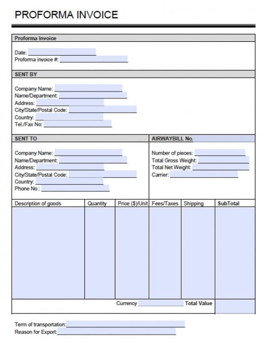 Free Pro Forma Invoice Template | Excel | PDF | Word (.doc)