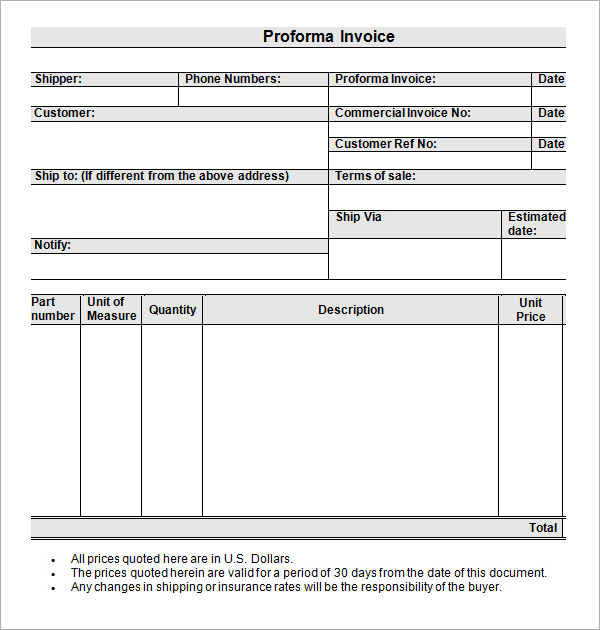 Proforma Invoice Template Word Doc | invoice sample template Proforma Invoice Template Word Doc | invoice sample template