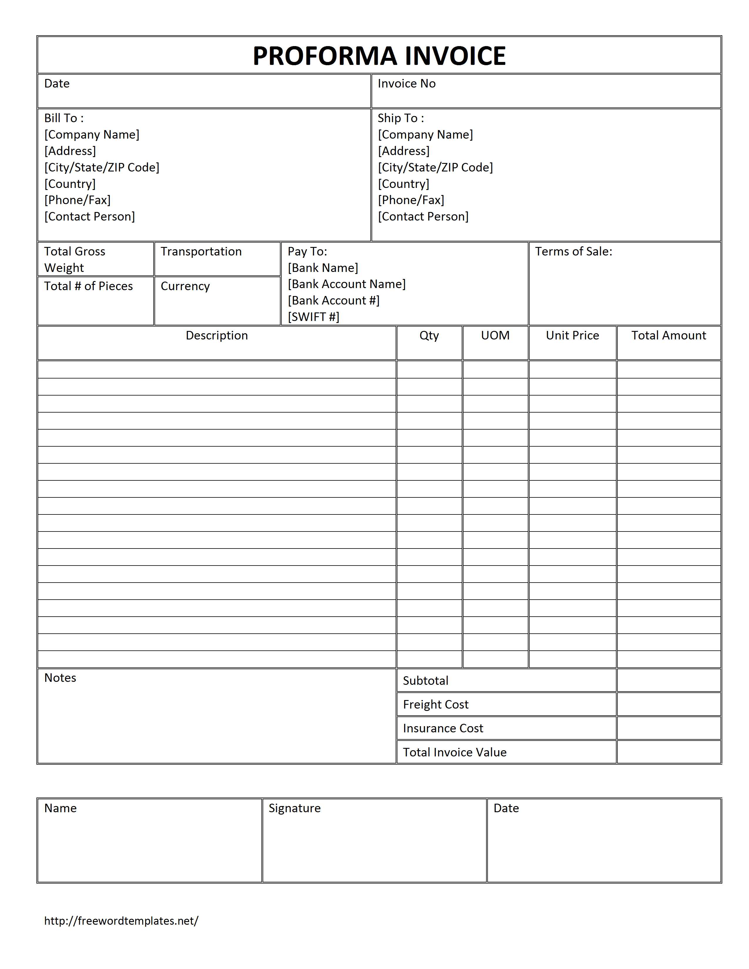 Proforma Invoice Template Word | invoice example Proforma Invoice Template Word | invoice example
