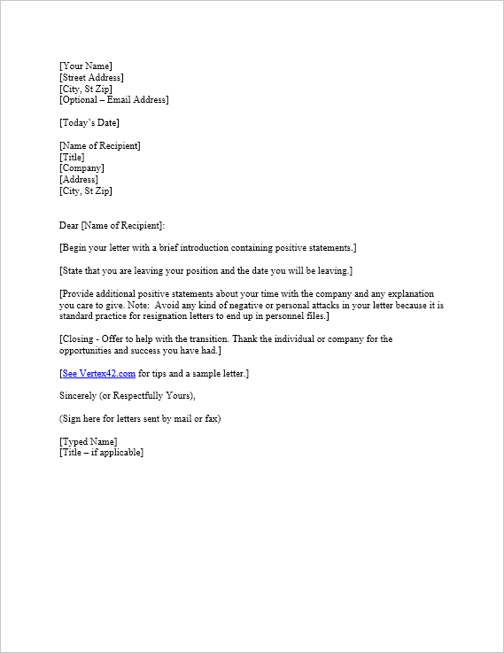 Sample Resignation Letter GresremmyVolunteer Letter Template 