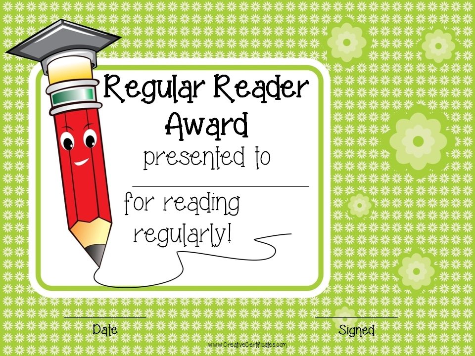 free printable reading certificate templates