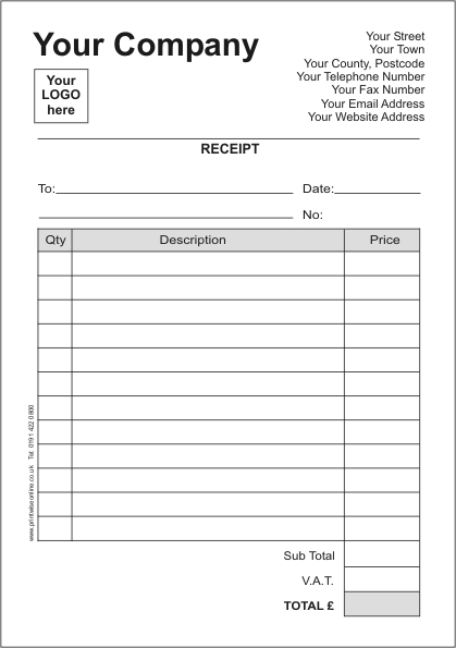 Receipt Book Template – printable receipt template