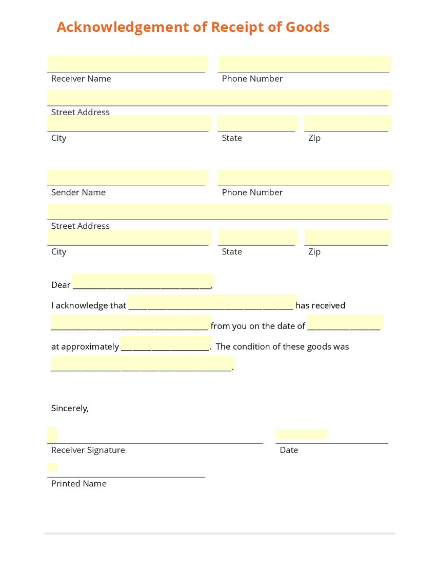 Receipt Of Goods Template Template Examples