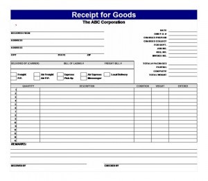Receipt for goods template Word Excel Formats