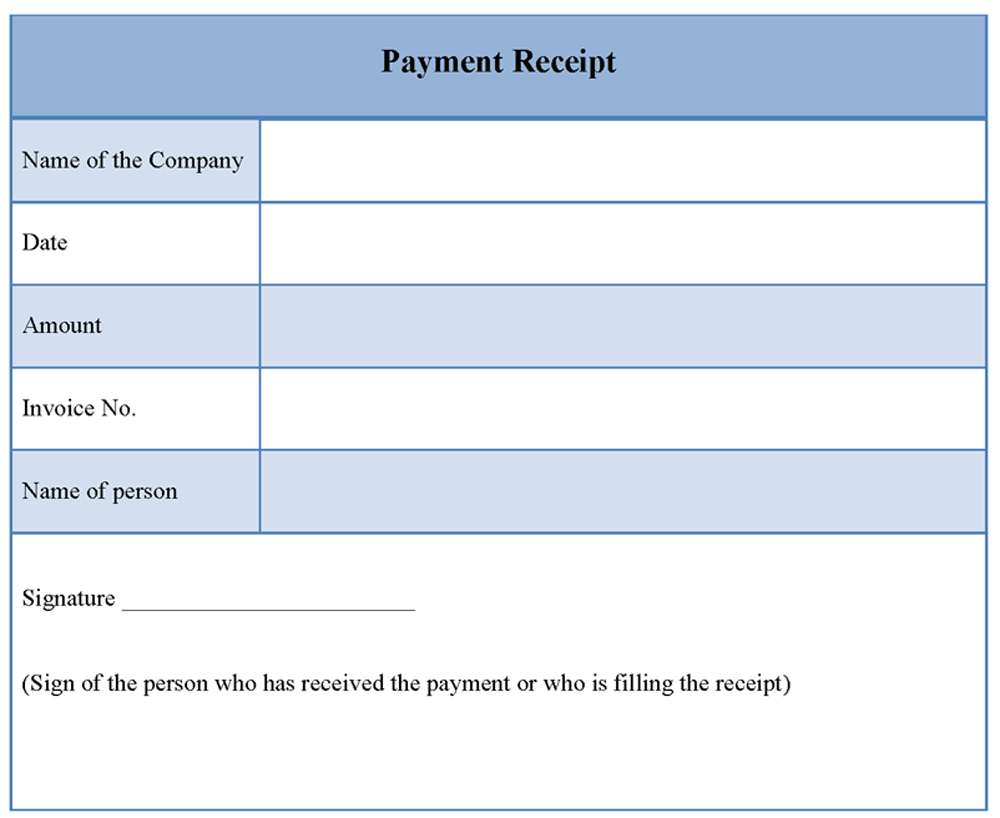 Receipt Of Payment Template printable receipt template