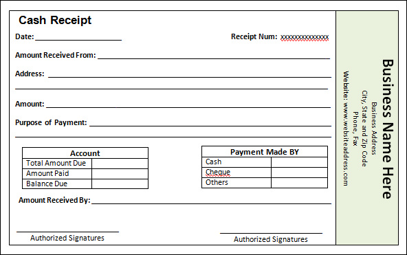payment receipt template word