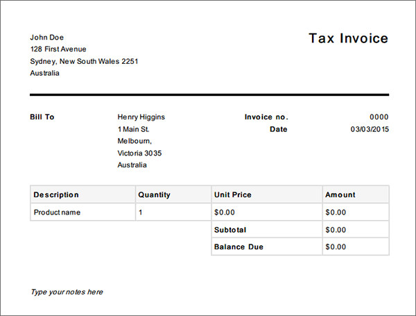 Free Tax Invoice Template Australia Download | invoice example