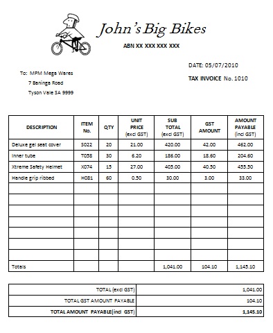 Tax Invoice Australia Template | Free Invoice Template