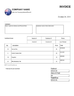 Tax Invoice Template Australia Free | invoice sample template