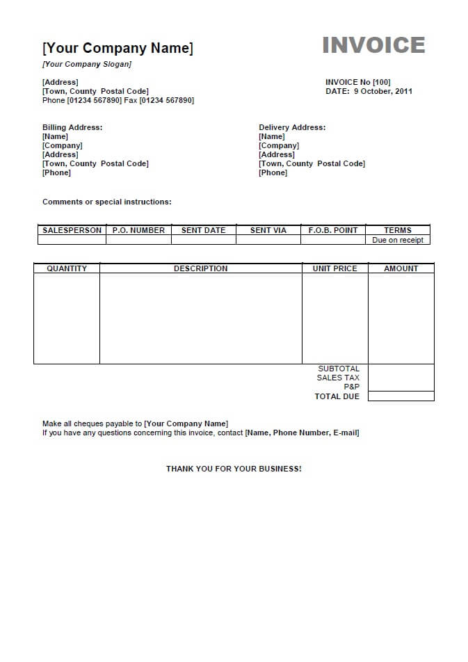 Free Invoice Template Downloads | Free Invoice Template Download 