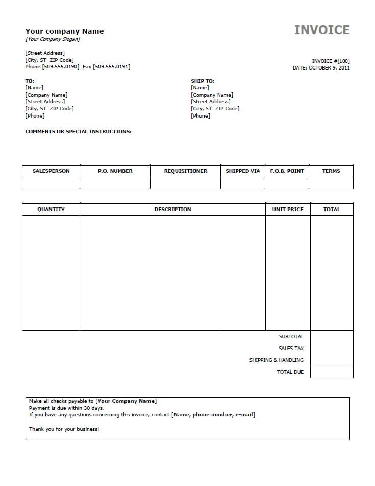 Download Invoice Template for Word | Invoice Template | Places to Download Invoice Template for Word | Invoice Template | Places to