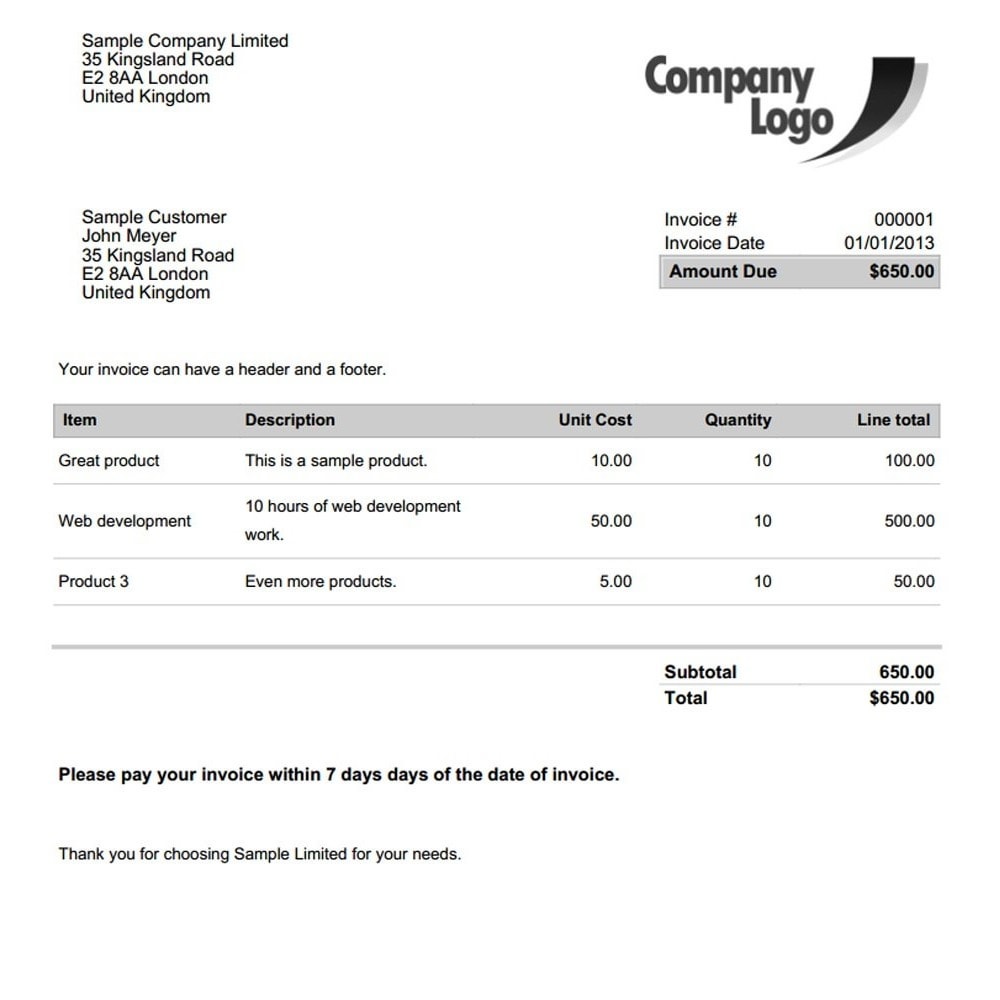 Invoice Sample Ireland | Free Invoice Template Invoice Sample Ireland | Free Invoice Template