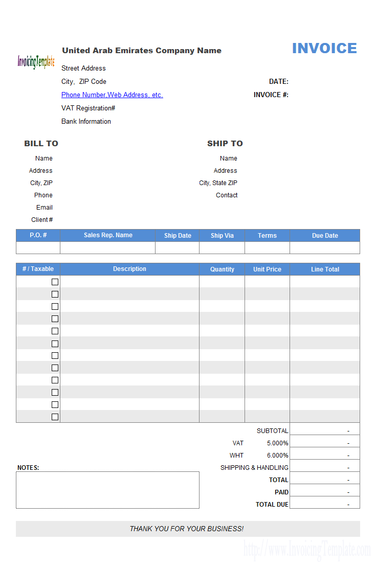 Irish Sales VAT Invoice Template