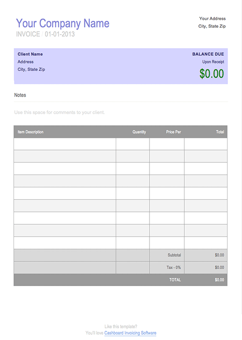 Invoice Template for Word Free Basic Invoice