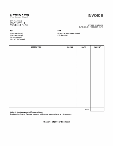 Free Blank Invoice Template for Microsoft Word