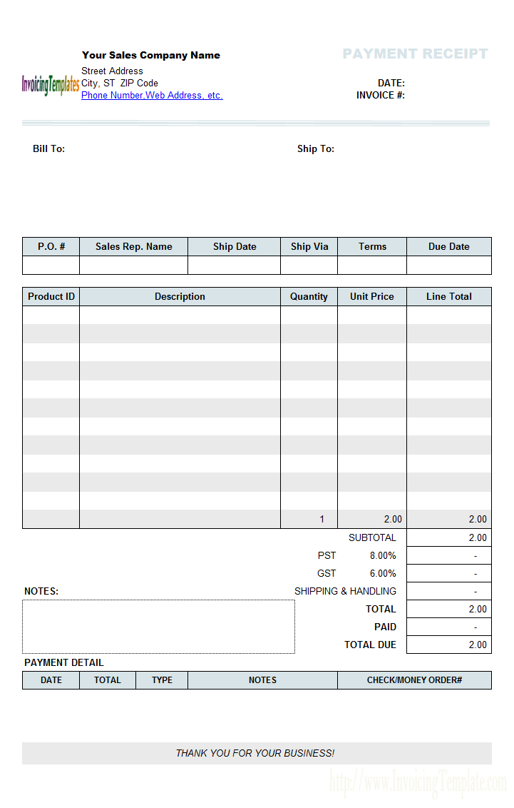 Free UK Receipt Template