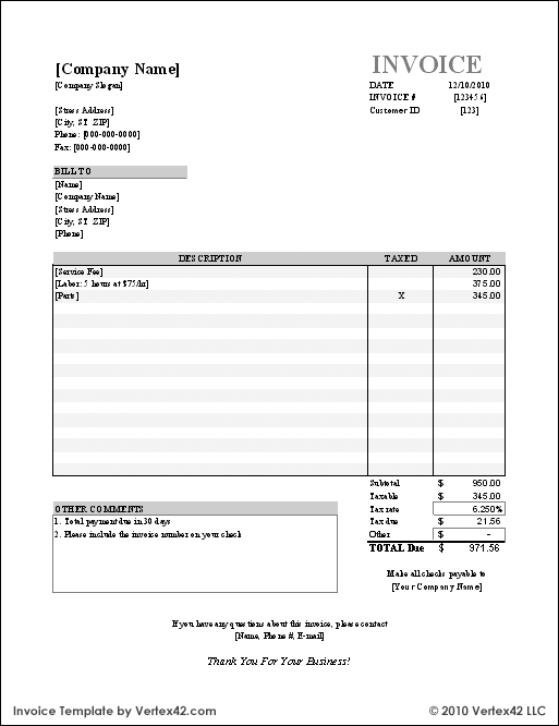 Receipts Templates Free | Free Invoice Template