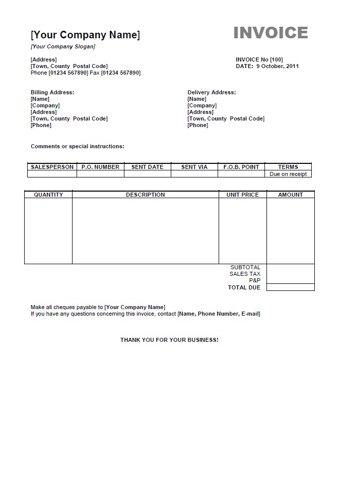 Basic Invoice Template Word | invoice sample template Basic Invoice Template Word | invoice sample template