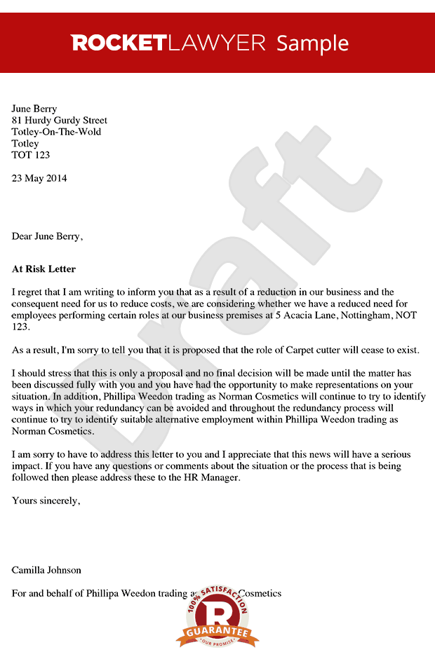 Voluntary redundancy letter template Voluntary redundancy letter template