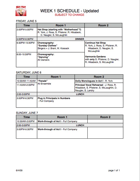 Rehearsal Schedule Templates – 13+ Free Word, Excel, PDF Format 