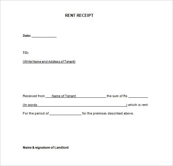 Rent Receipt | Free Rent Receipt Template for Excel