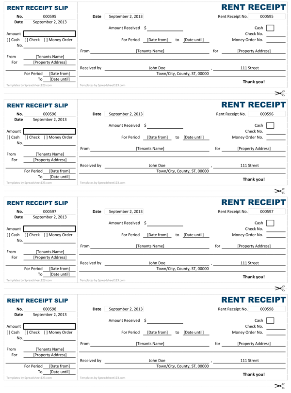 Rent Receipt | Free Rent Receipt Template for Excel