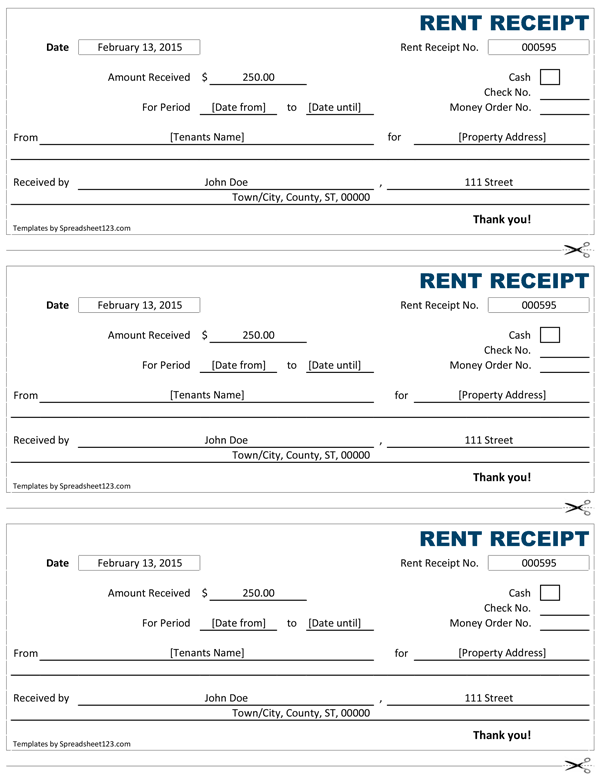 Rent Receipt | Free Rent Receipt Template for Excel