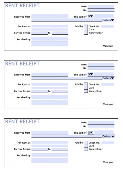 Download Printable Rent Receipt Templates | PDF | Word | Excel 