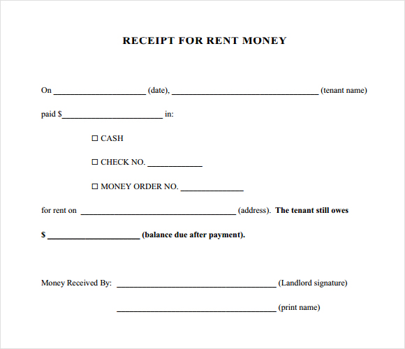 Free Receipt Template | Rent Receipt and Cash Receipt Forms