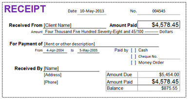 Rent Receipt Template | Free Microsoft Word Templates free rent 