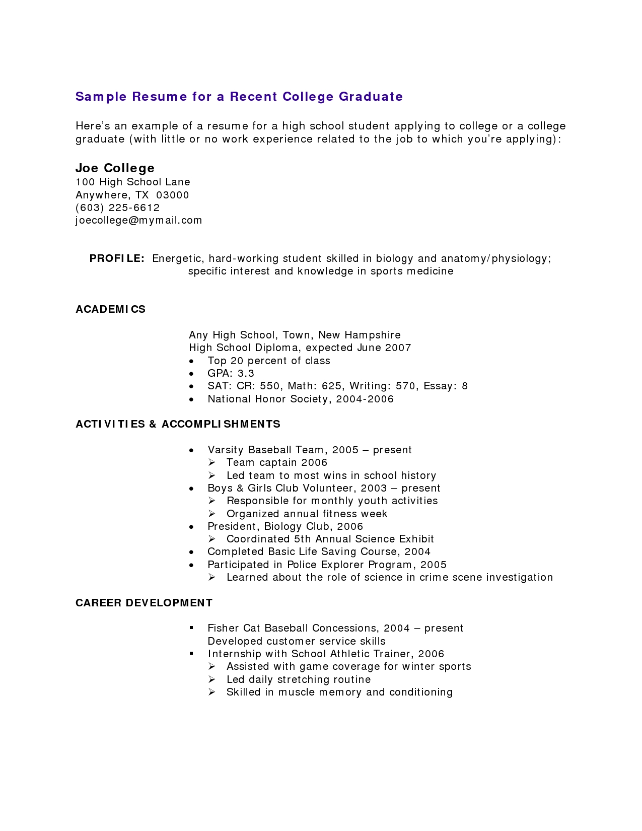 No Experience Resume Sample Resume Templates