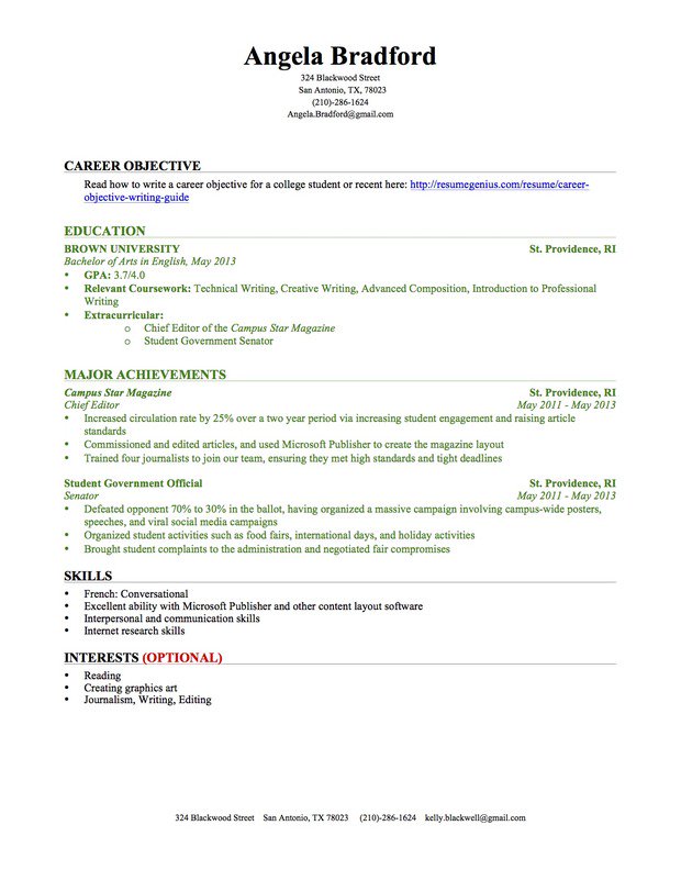 Resume For Highschool Students With No Experience | Free Resume 